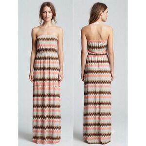 Y2K Rue 21 Womens Multicolor Chevron Stripe Strapless Long Tube Maxi Dress Sz M